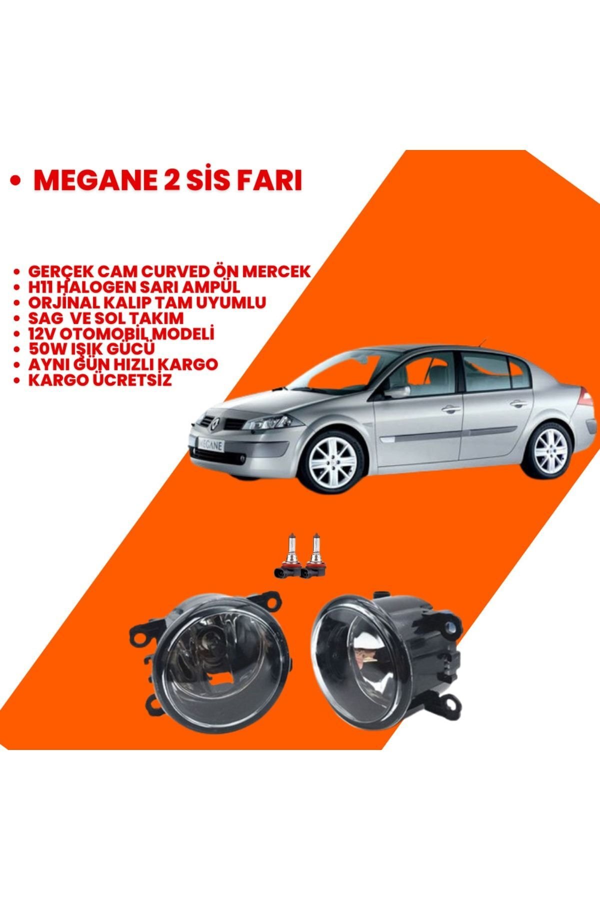 Renault Megane 2 2002-2006 Sis Farı Set Ampüllü (sağ-sol) 8200074008
